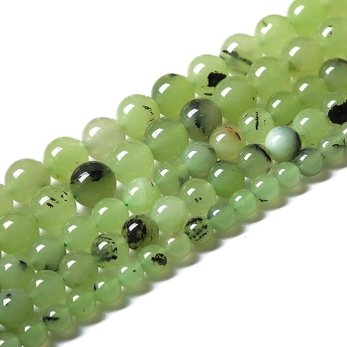 45pcs 8mm Natural Prehnite Jade Stone Round Loose Spacer Beads - Image 2