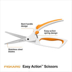 Fiskars Easy Action Scissors, No. 8, Spring-Assisted & SoftGrip Bent Handle - Image 2