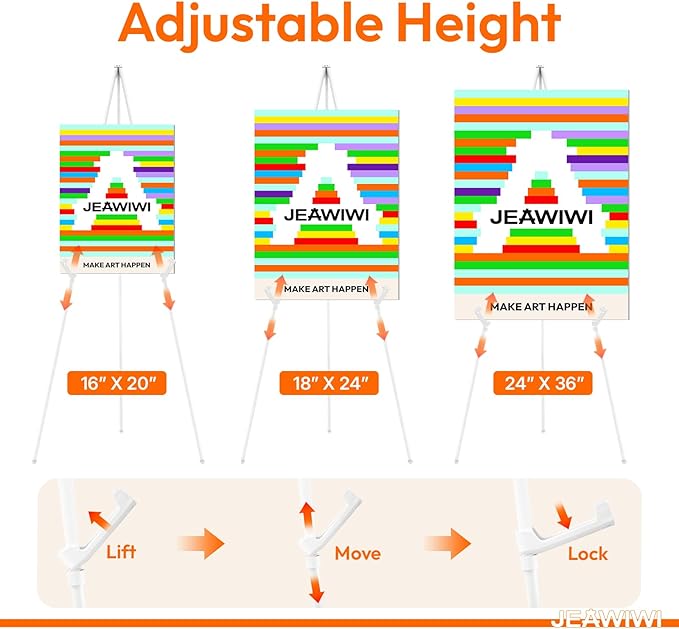 JEAWIWI 8PCS White Easel Stand for Wedding Sign Stand, 65 Inch Adjustable Metal - Image 4