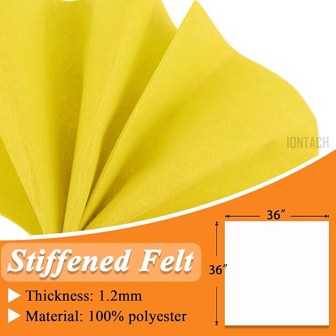 IONTACH 36" X 36" Yellow Stiff Felt Fabric 1.2mm Thick | Felt Sheet - Image 3