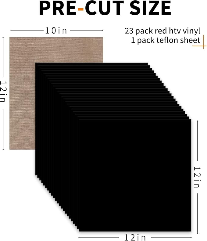 HTVRONT Black HTV Heat Transfer Vinyl Bundle: 24 Pack 12"x12" Iron on Vinyl | - Image 6