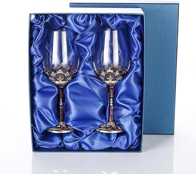 Simcat Handmade Painted Enamel Flower Glass Wine Glasses Transparent Refined by Simcat