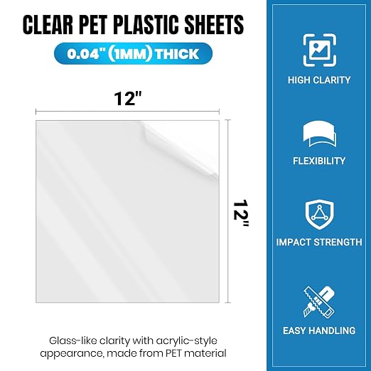 10 Pack of 12x12” PET Sheet/Plexiglass Panels 0.04” Thick; Use - Image 2