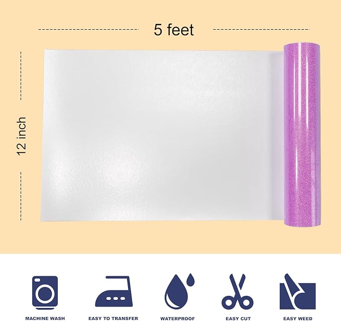Glitter Puff Heat Transfer Vinyl, 12in X 5ft Iron on Vinyl | 3D Puff, Wash No - Image 2