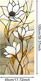 IVN Privacy Window Film Stained Glass Static Cling Window Film White Floral - Image 3