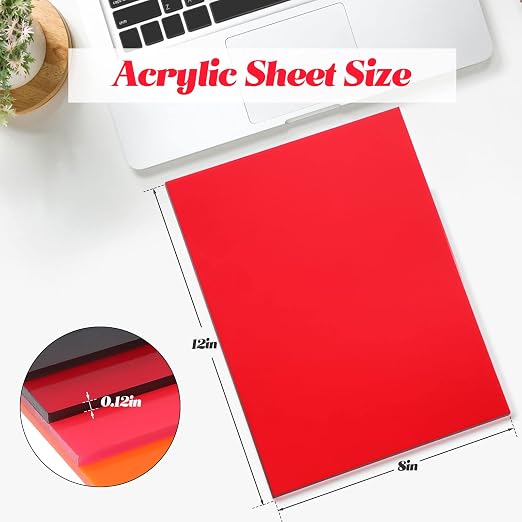Macarrie 12 Pcs Colored Acrylic Sheets 1/8 Inch Thick Translucent Colored - Image 2