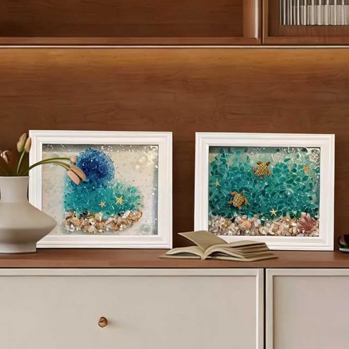 Sea Glass Art Kit, Mosaic Glass Photo Frame Set 9.5x7.5 Inch, Handcraft Style - Image 4