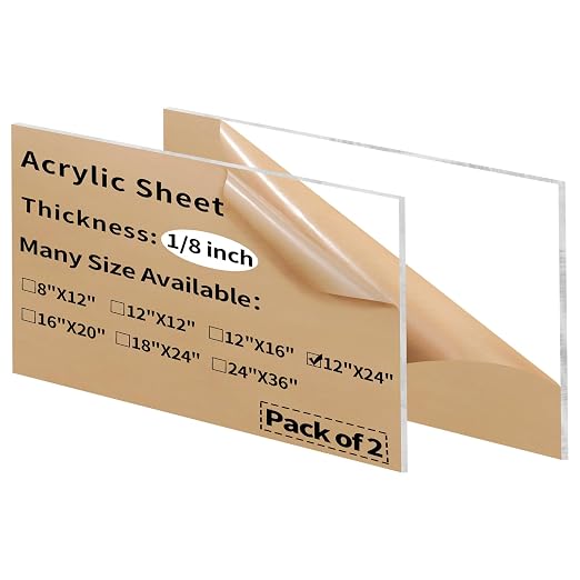 12 x 24 inch Clear Acrylic Sheets 1/8 inch Thick by gdhwcxl