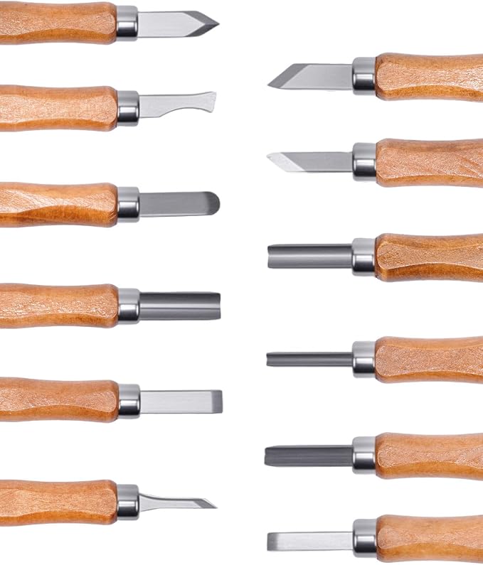 UCEC 12 Pack Linocut Wood Carving Tools Set Linoleum Hand Wood Carving Kit by UCEC