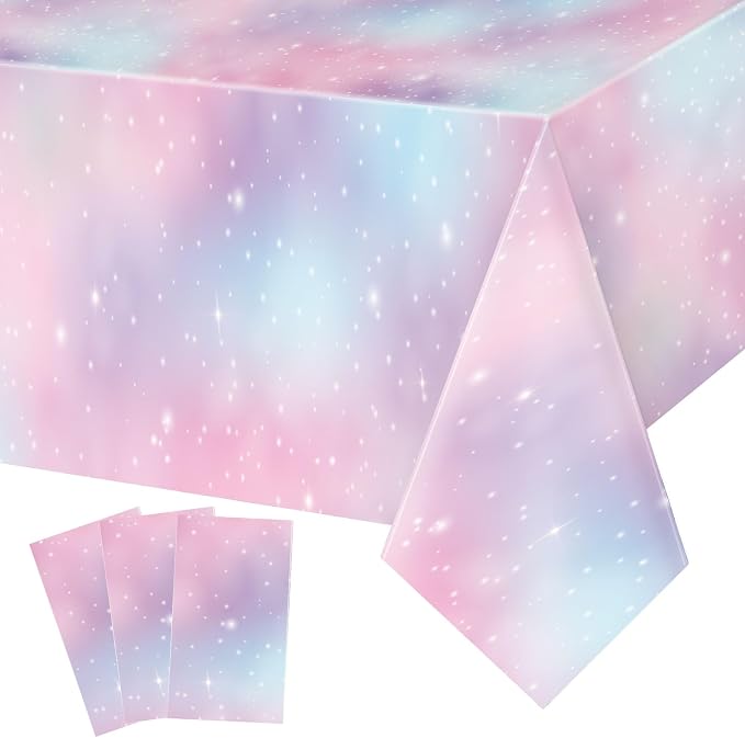 Tiamon 3 Pcs Pastel Rainbow Tablecloths Birthday Decorations Pastel Table Cloths by Tiamon