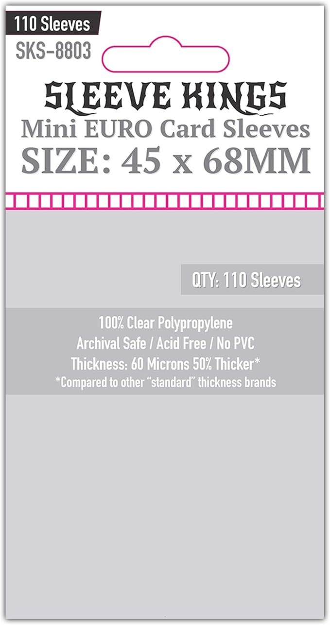 Sleeve Kings Mini Euro Card Sleeves 45 x 68 mm – 110 Pack, Extra Clear 60 by SleeveKings