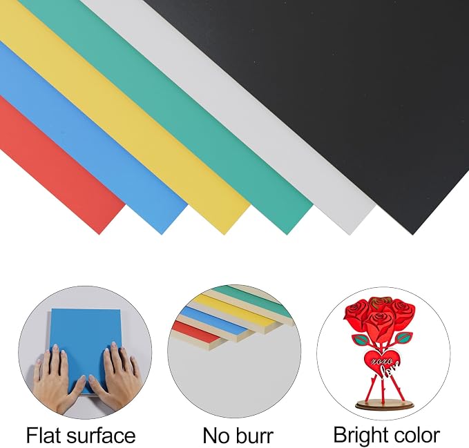 6 Pack Pre-Painted Colored Plywood Sheets, 11.7" x 8.27" x 1/8 Thin Basswood - Image 3