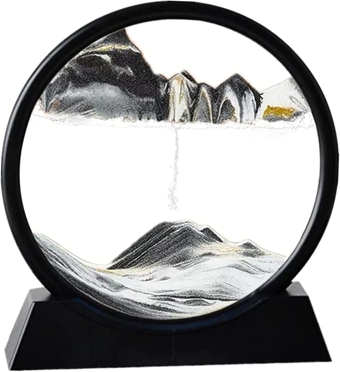 Arthink Moving Sand Art Picture in Motion Round Glass 3D Deep Sea Landscape by Arthink