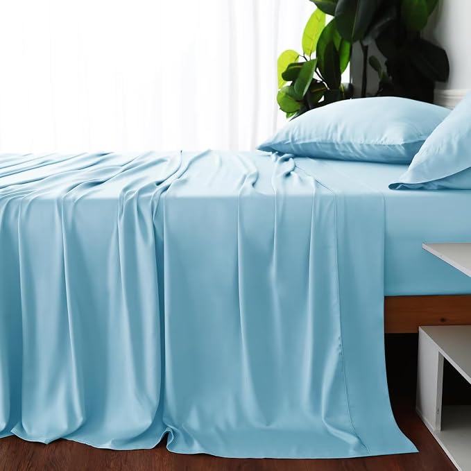 Bamboo Viscose Flat Sheets Only, 400 Thread Count Sateen Weave Twin Size Flat - Image 4