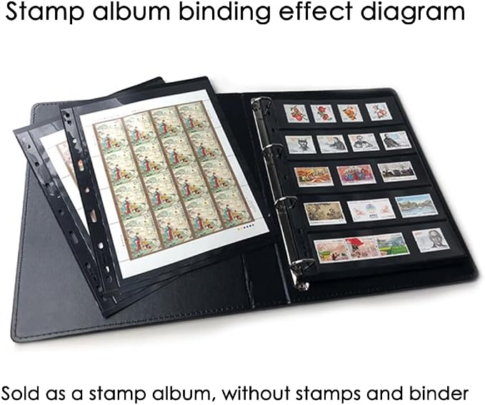5-Row Stamp Album Pages, 10-Sheet – 9-Hole Clear Refill Pages - Image 5