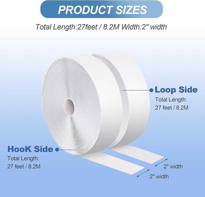 2''×27Ft White Heavy Duty Hook And Loop Tape Adhesive, No Punching Picture Wall - Image 5