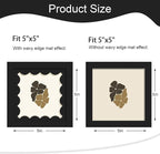 5x5 Picture Frame with Wavy Mat, Wooden Real Glass 5 x 5 Photo Frame - Image 2