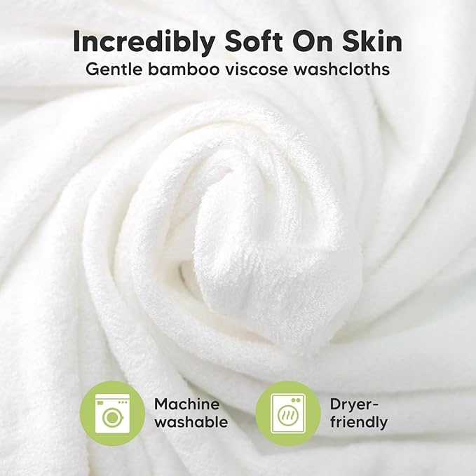 6-Pack Baby Washcloths - Soft Absorbent Viscose from Bamboo Wash Cloths for Babies, Kids, Toddlers, Infant, Newborn Bath Towels, Gentle on Sensitive Skin, 10x10 Reusable Face Towels (Bravo Blue)