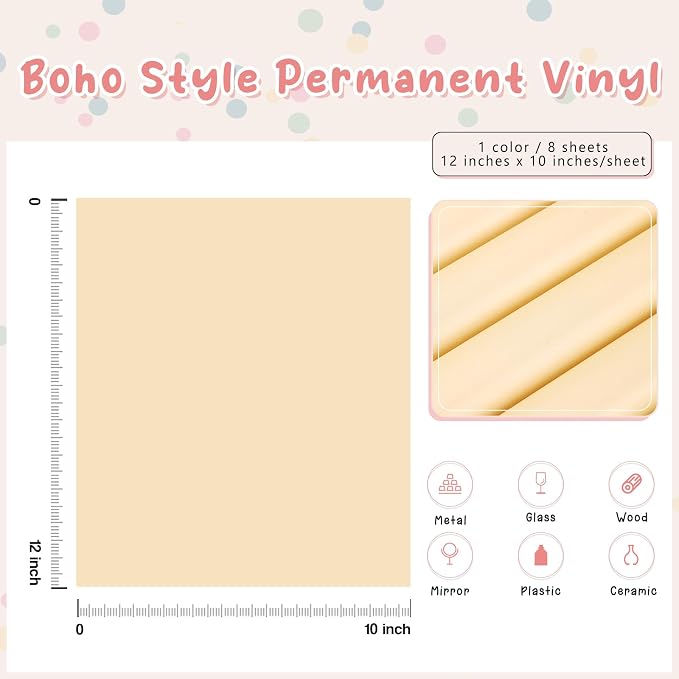 Tintnut Boho Permanent Vinyl 8 Sheets 12''x10'' Light Orange Adhesive Vinyl | - Image 2