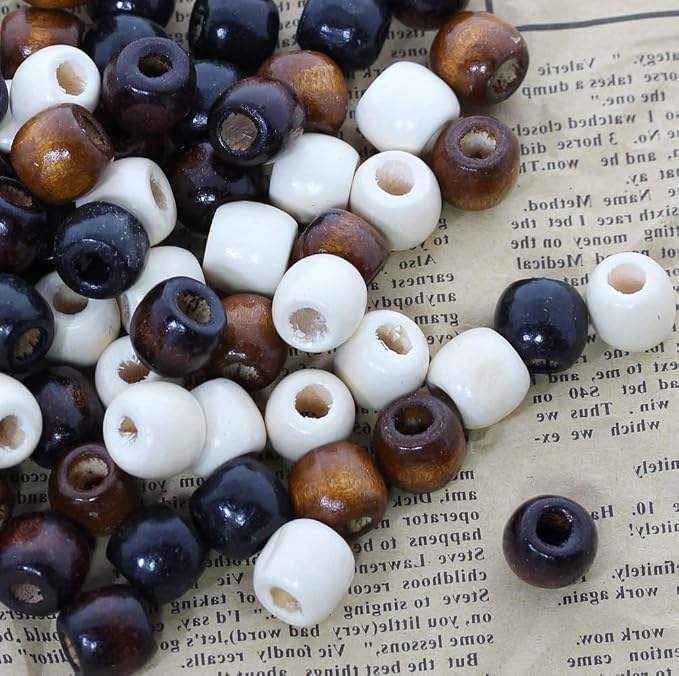 200Pcs Large Hole Barrel Wood Beads, BetterJonny 4 Colors Natural Wooden - Image 4