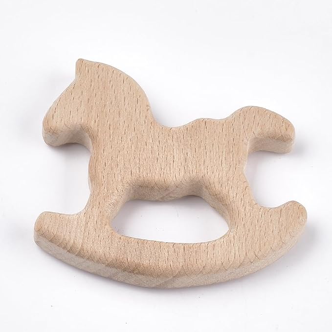 LiQunSweet 20 Pcs Rocking Horses Shaped Undyed Wood Cutout Lovely Animals Wood by LiQunSweet