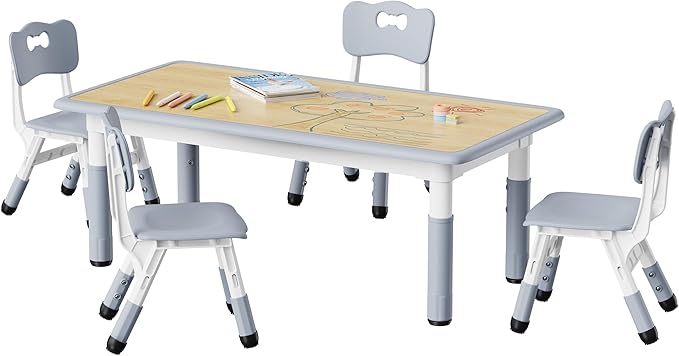 Brelley Height Adjustable Toddler Table and 4 Chairs Set, Graffiti Desktop by GrowwithYourKids