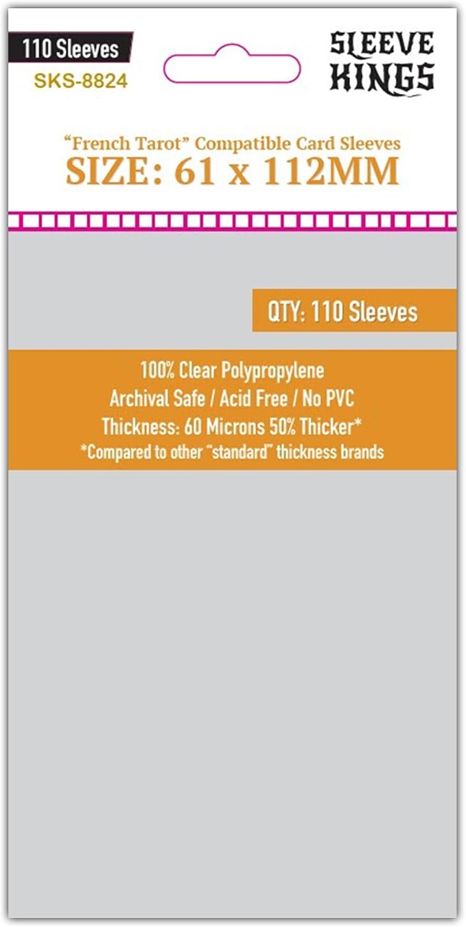 Sleeve Kings French Tarot Card Sleeves 61x112mm – 110 Pack Clear Protective by SleeveKings