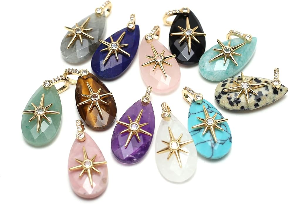 LE SKY Natural Stone Pendants Healing Crystal Gemstones by LE+SKY