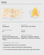 26 Pcs Cute Large Yellow Letter Beads, 20mm Jumbo Square Acrylic Letter Beads - Image 5
