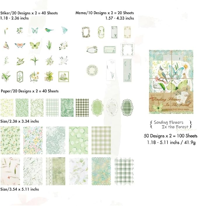OKUPAN Vintage Floral Scrapbook Supplies Kit - Image 3