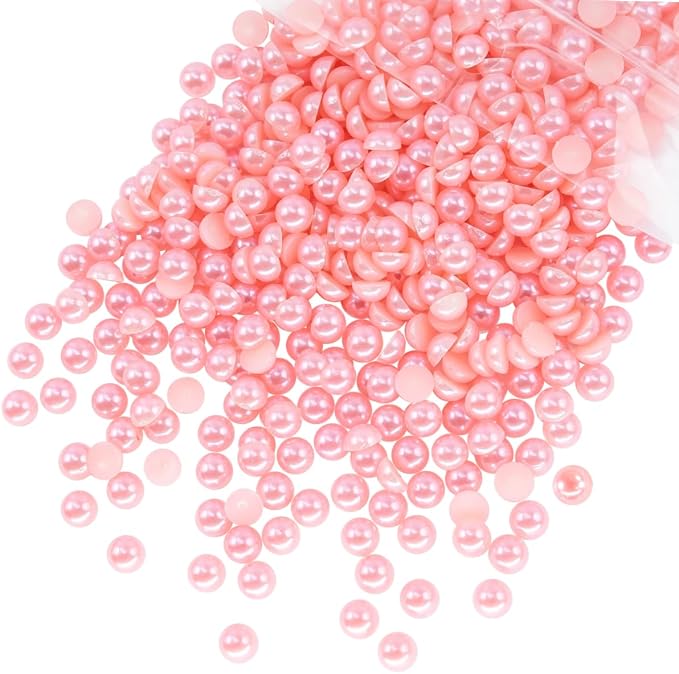 qiipii 1650PCS 5mm Dark Pink Half Round Pearls Bulk by qiipii