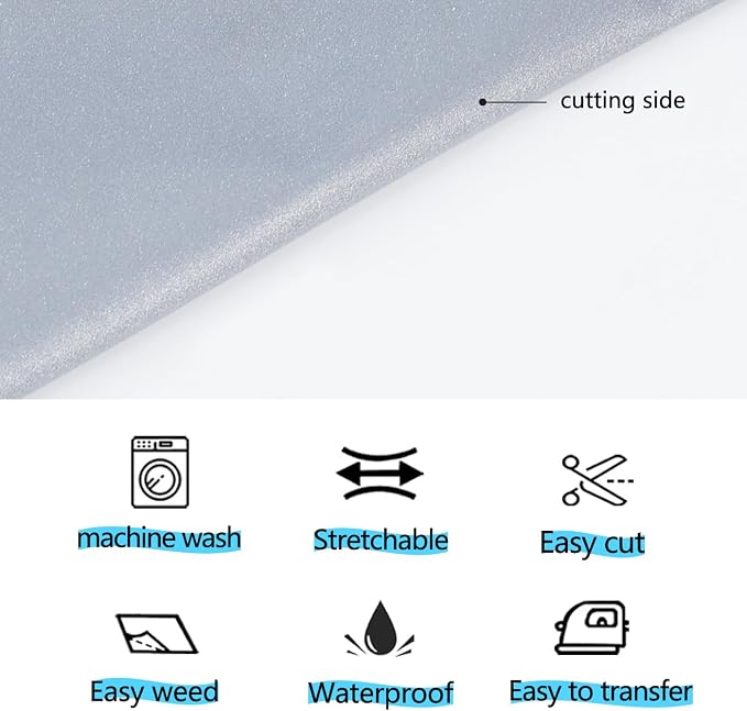 guangyintong Reflective Heat Transfer Vinyl HTV Rolls, Light Grey HTV Vinyl - Image 4