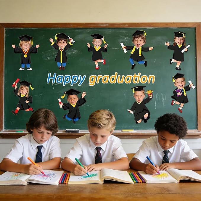 90 Set Graduation Hat Gown Cutout Graduation Bulletin Board Decoration Black - Image 4