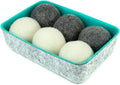 Three by Three Seattle Felt·Like·it!™ Wool Dryer Balls + Storage Bin: Reduce Drying Time, Static Cling, and Energy Use | Natural Alternative to Fabric Softeners (Pack of 6)