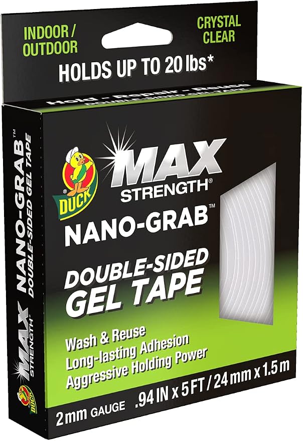 Duck MAX Strength Nano-Grab Double-Sided Gel Tape, 0.94" x 5 ft by DuckBrand