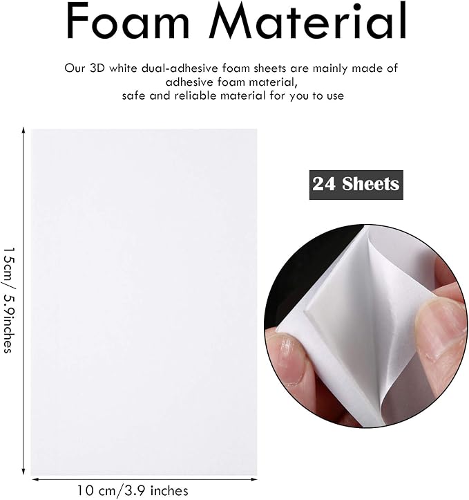 24 Pcs Foam Sheet Double Sided Sticky Dual-Adhesive 3D Foam Adhesive Mount Sheet - Image 2