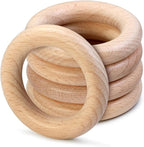 FoDau770 5pcs Natural Beech Wooden Rings, Unfinished Solid Wood Rings Heavy by FoDau770