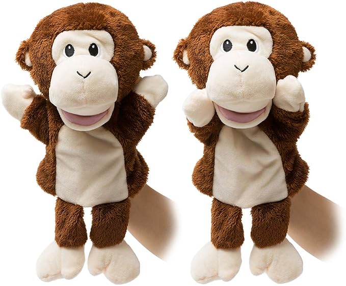 HollyHOME Hand Puppets Monkey Animal Puppets Zoo Plush Animal Toys 13 Inches - Image 6