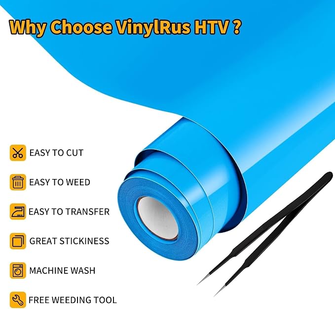 VinylRus Heat Transfer Vinyl-12” x 25FT Iron on Vinyl Roll - Image 4