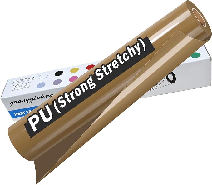 guangyintong Heat Transfer Vinyl Rolls 12" x 10ft, PU Coffee Brown HTV Vinyl by guangyintong