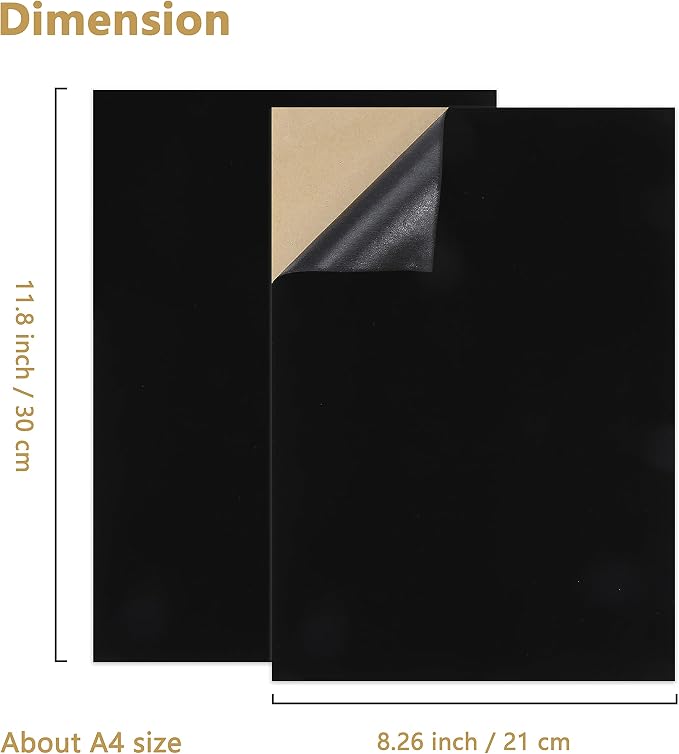 Caydo 12PCS Black Self Adhesive Felt Sheets, Soft Velvet Sticky Back Felt | - Image 2