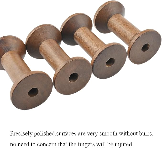 HAHIYO 2.36Inch/6cm 4PCs Light Brown Color Wood Spool - Image 4