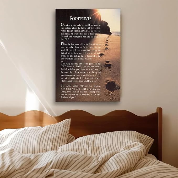 Zapeeitt Footprints In The Sand Christian Poem Motivational Quotes Canvas Art - Image 5