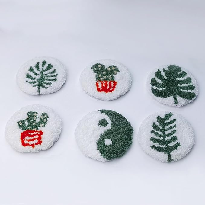 Avtytsda 6PCS Punch Needle Coaster Kit, Easy Punch Needle DIY Embroidery Set by Avtytsda