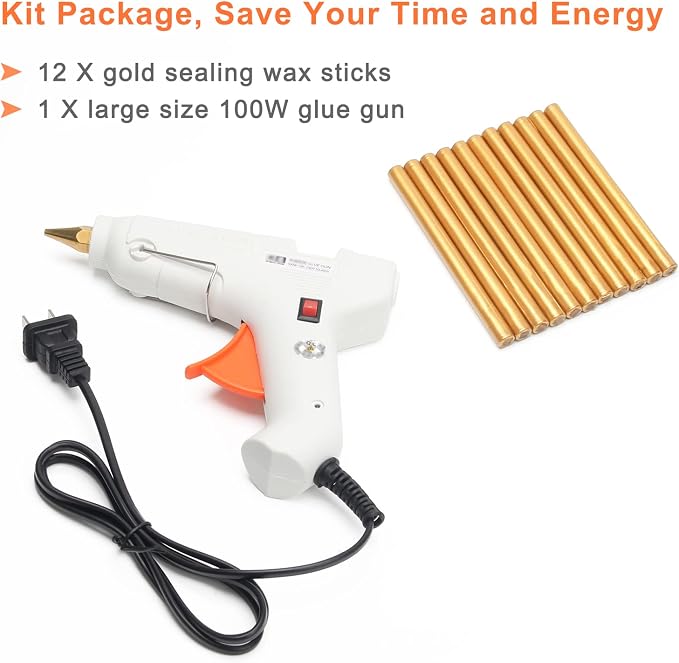 Sealing Wax Sticks 12P with Glue Gun, Luxiv 5.4" Sealing Waxs Stick 10MM Fire - Image 7