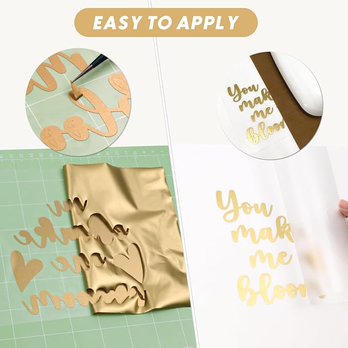Gold HTV Iron on Vinyl Rolls, Silhouette or Heat Press Machine - Image 2