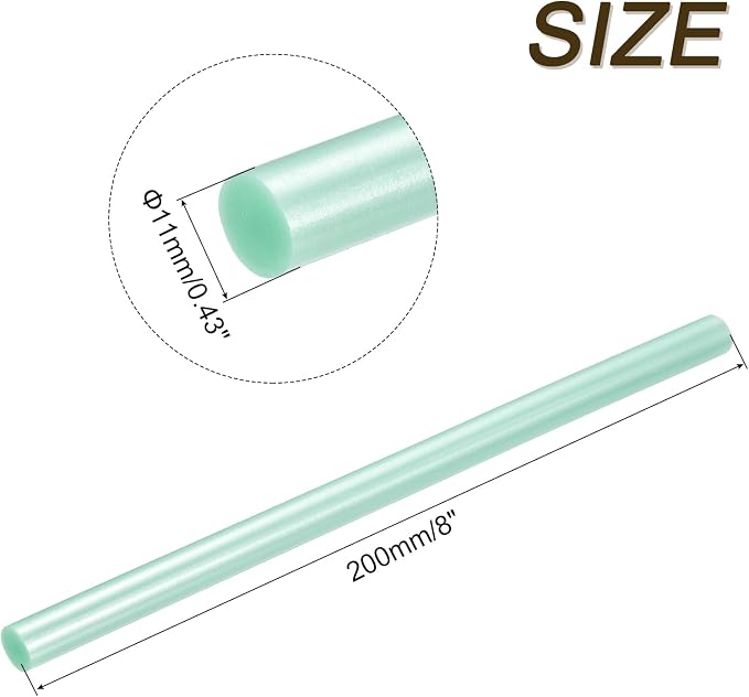 uxcell Mini Hot Glue Sticks for Glue Gun 11mm x 200mm Light Grass Green 12pcs - Image 2