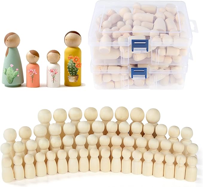 JMIATRY 100PCS Wooden Peg People Wooden Peg Dolls Unfinished Wooden People | by JMIATRY