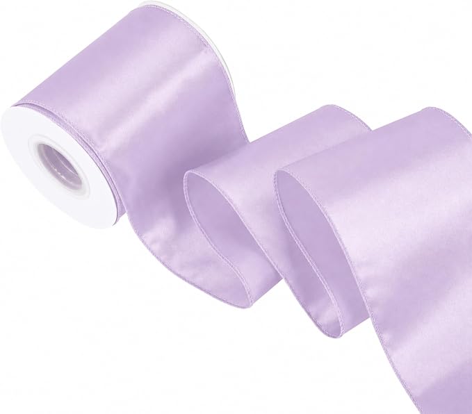 Light Purple 4 Inch Continuous 15 Yards Satin Wired Ribbon by Simplegoal