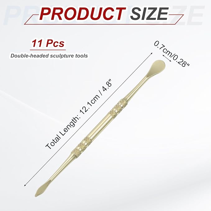 HARFINGTON 11pcs Wax Carving Tool 4.75" Double-Headed Stainless Steel Sculpture - Image 2